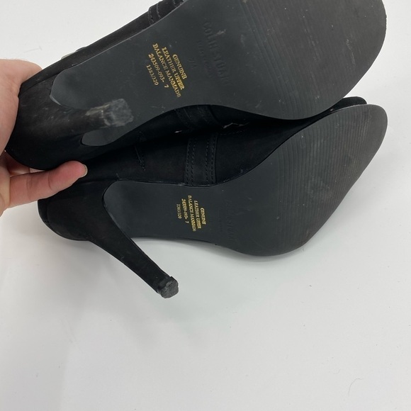 Colin Stuart black suede peep toe heels 7 - Picture 6 of 8